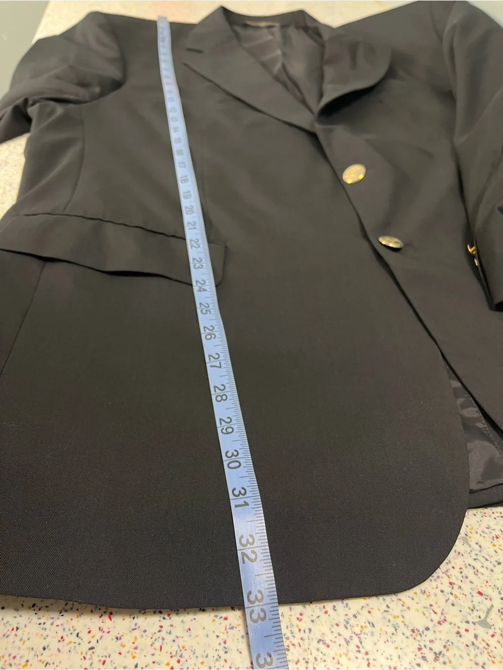 Vintage Burberry Men's Classic Blazer Black Wool Gold Buttons Size 50S